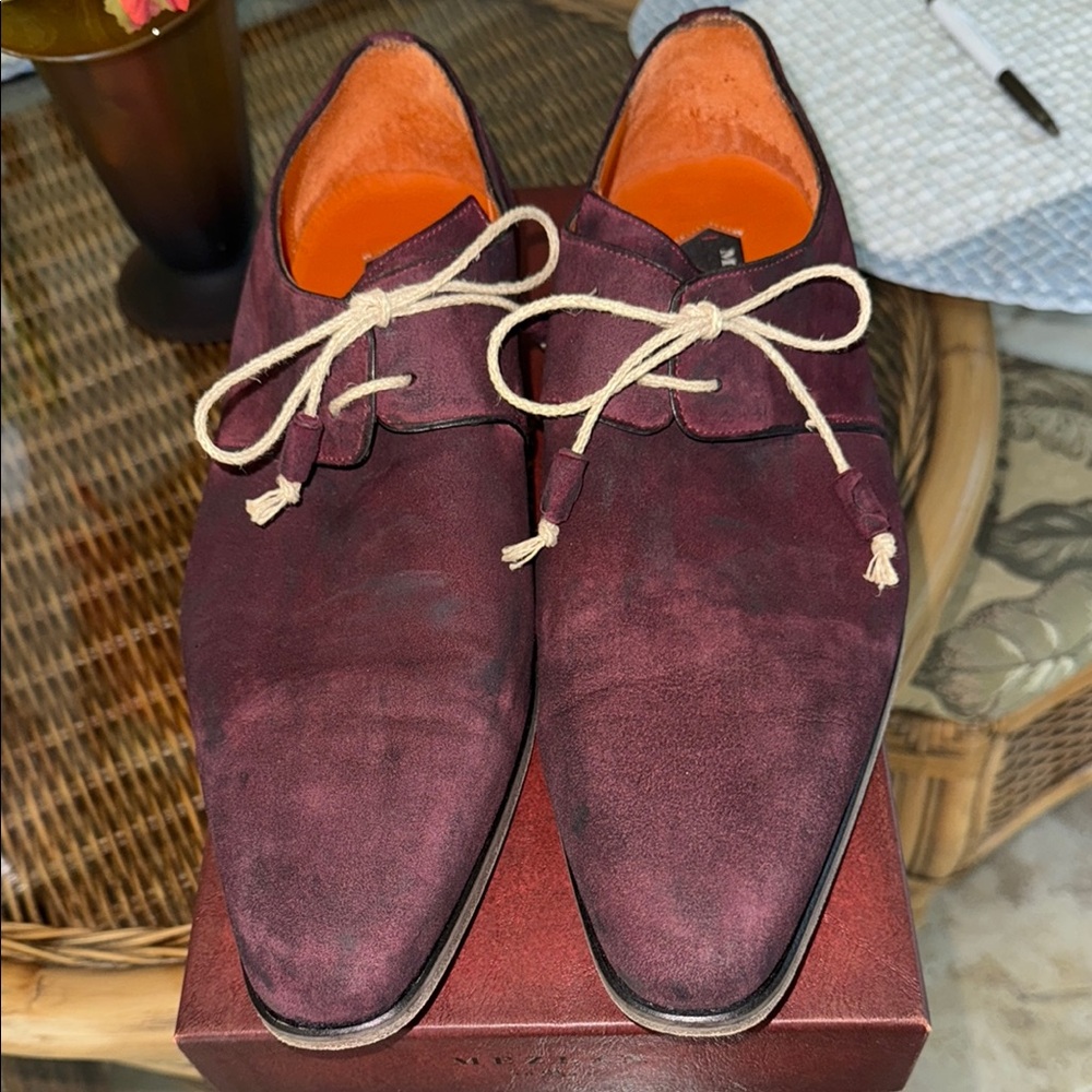 Mezlan Red and Orange Oxfords with Suede Finish